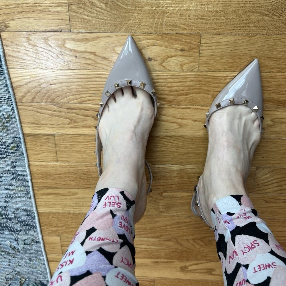 Valentino Rockstud Patent Leather Slingback Pumps 10 US 40 EU